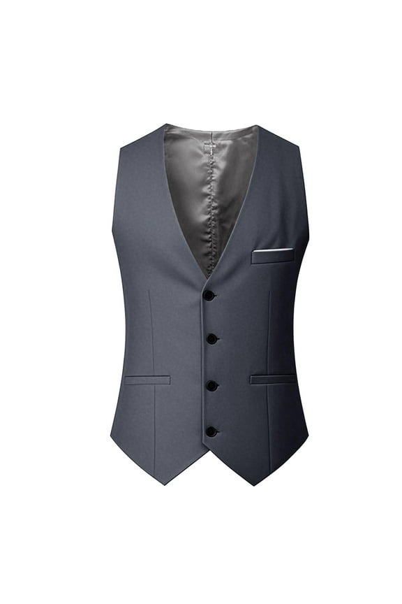 Mens Big and Tall Suit Vest Fashion Classic Fit V Neck Dress Vest Single Breasted Waistcoat for Formal Wedding Prom