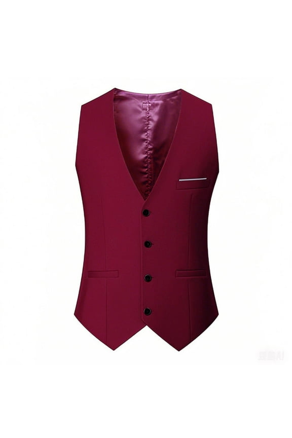 Mens Big and Tall Suit Vest Fashion Classic Fit V Neck Dress Vest Single Breasted Waistcoat for Formal Wedding Prom