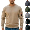 thumbnail image 1 of AnuYalue Mens Cargo Sweatshirt Athletic Long Sleeve Pullover Casual Crewneck Soild Color Tops with Zipper Pocket, 1 of 8