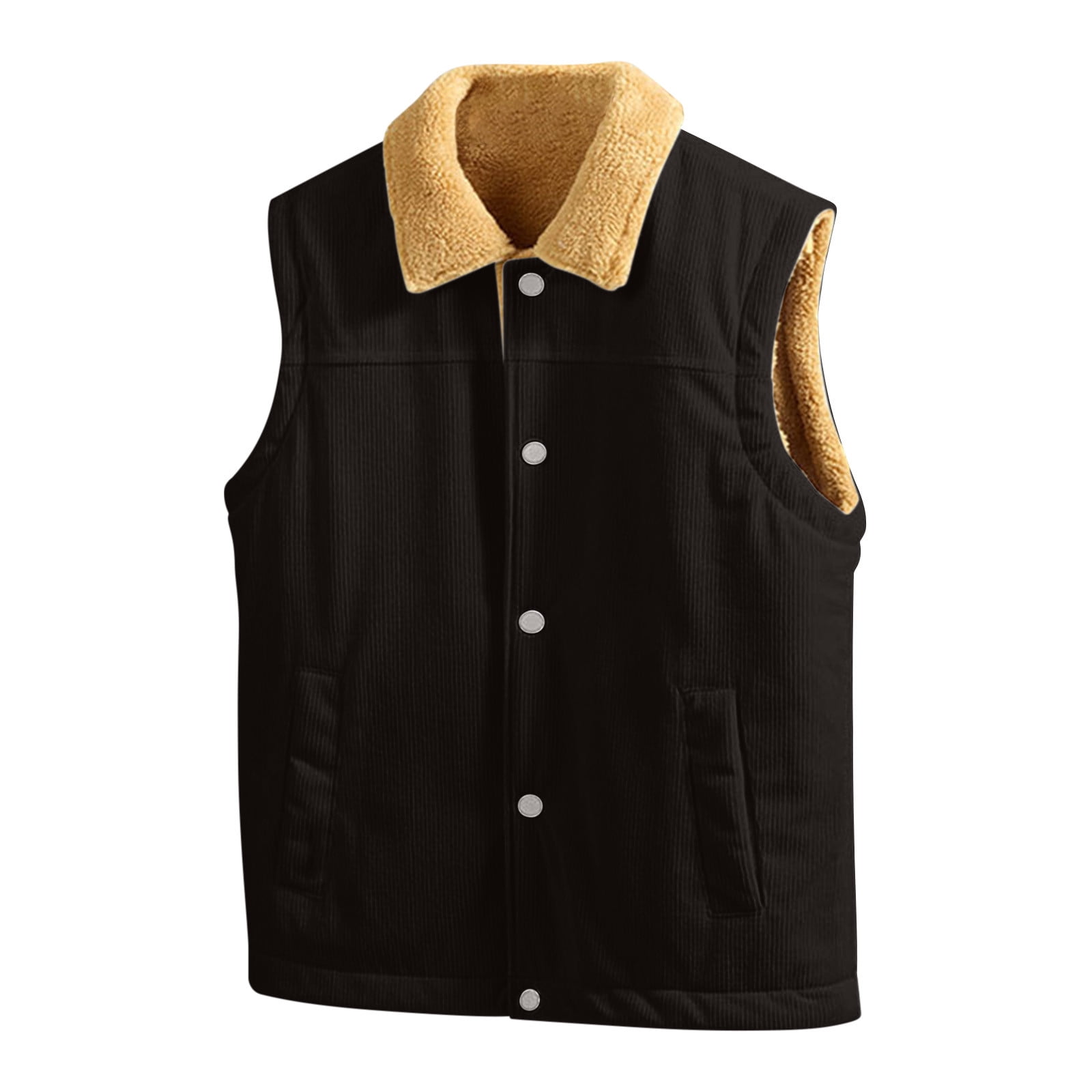 AnuYalue Mens Corduroy Vest Big and Tall Fleece Lined Waistcoat