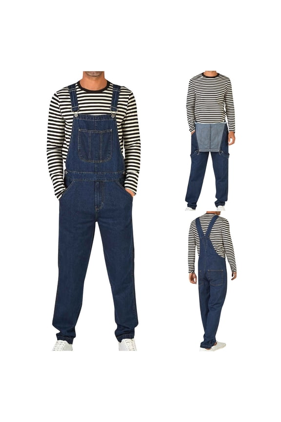 Mens Denim Bib Overalls Jeans Fashion Boot Cut Trousers Casual Slim Fit Adjustable Straps Jumpsuit 2025 Classic One-Piece Jean Rompers