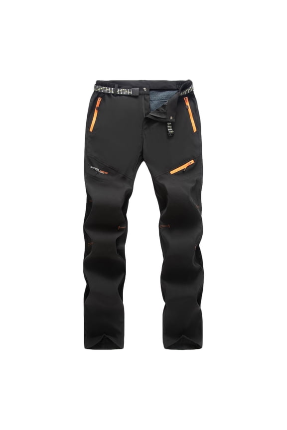 Mens Fleece Lined Hiking Pants Waterproof Quick Dry Tactical Pant Winter Outdoor Camping Skiing Athletic Pants with Zip Pockets