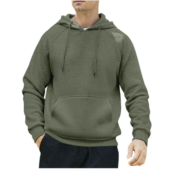 AnuYalue Mens Hoodies Casual Classic Fit Pullover Long Sleeve Drawstring Sweatshirt Workout Gym Solid Color Hoodies with Pockets