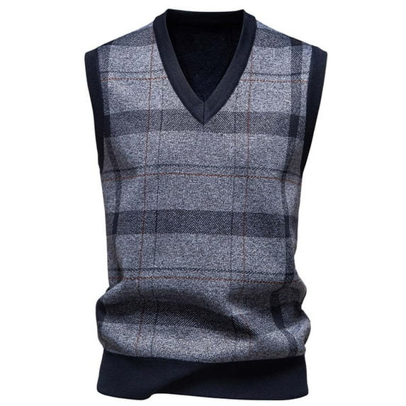 AnuYalue Mens Knitted Vests Fleece V Neck Slim Fit Pullover Knitwear Lightweight Fall Winter Warm Sleeveless Vest