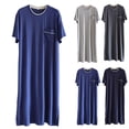 thumbnail image 1 of AnuYalue Mens Nightgown Lightweight Short Sleeve Pajama Crew Neck Bathrobe with Pocket, 1 of 6