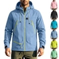 thumbnail image 1 of AnuYalue Mens Outdoor Jackets Hiking Softshell Coat Zip Up Waterproof Jacket Adjustable Hood, ZipperPockets Long, Sleeve, Daily Wear, 1 of 9