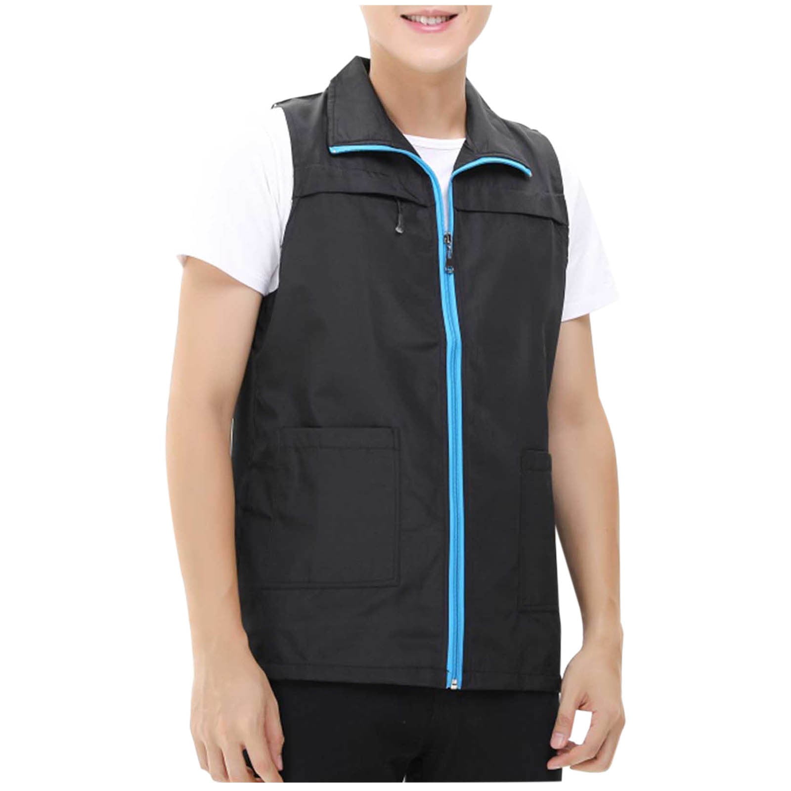 AnuYalue Mens Outdoor Vest Lightweight Softshell Full Zip Outerwear Breathable Sleeveless Jacket for Running Hiking Sports
