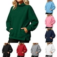 thumbnail image 1 of AnuYalue Mock Turtleneck Sweatshirts for Women Oversized Long Sleeve Pullover Loose Fit Side Slit Tops With Pockets, 1 of 5
