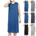 thumbnail image 1 of AnuYalue Nightgown for Men Lightweight V Neck Sleeveless Sleepwear Nightwear Soft Comfy Pajama Shirt Loose Fit Robe, 1 of 9
