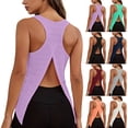 thumbnail image 1 of AnuYalue Open Back Workout Top for Women Sleeveless Racerback Split Back Gym Yoga Tank Top Loose Athletic Shirt for Running, 1 of 8