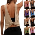 thumbnail image 1 of AnuYalue Open Back Workout Tops for Women Athletic Backless Tank Tops Sleeveless Running T Shirts Yoga Going Out Gym Shirt, 1 of 9