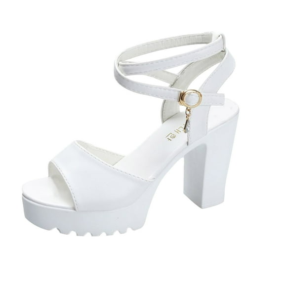 AnuYalue Platform Heels for Women Open Toe Chunky High Heels Ankle Strap Block Heeled Sandals Wedding Party Wedges Pumps