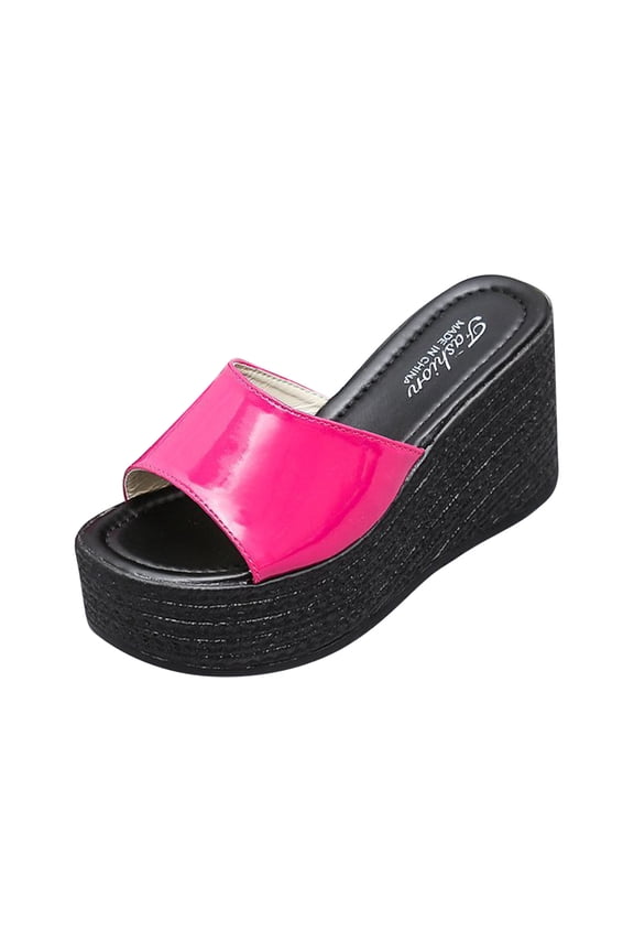 Platform Sandals for Women - Soft Memory Foam Padded Platform Wedges Sandals - Slip On Platform Slides - Comfy Open Toe Mules Summer Casual Flatform Platform Wedge Slides for Women