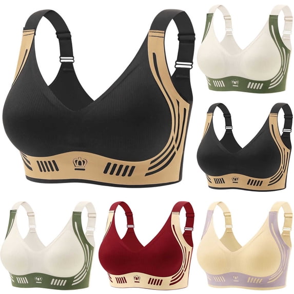 AnuYalue Plus Size Bra for Women Wireless No Underwire Bralette Full Coverage Brassiere Comfy Sports Bras