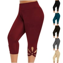 AnuYalue Plus Size Capri Leggings for Curvy Women S-5XL High Waist Stretchy Workout Yoga Pants Gym Summer Cropped Pants Capris