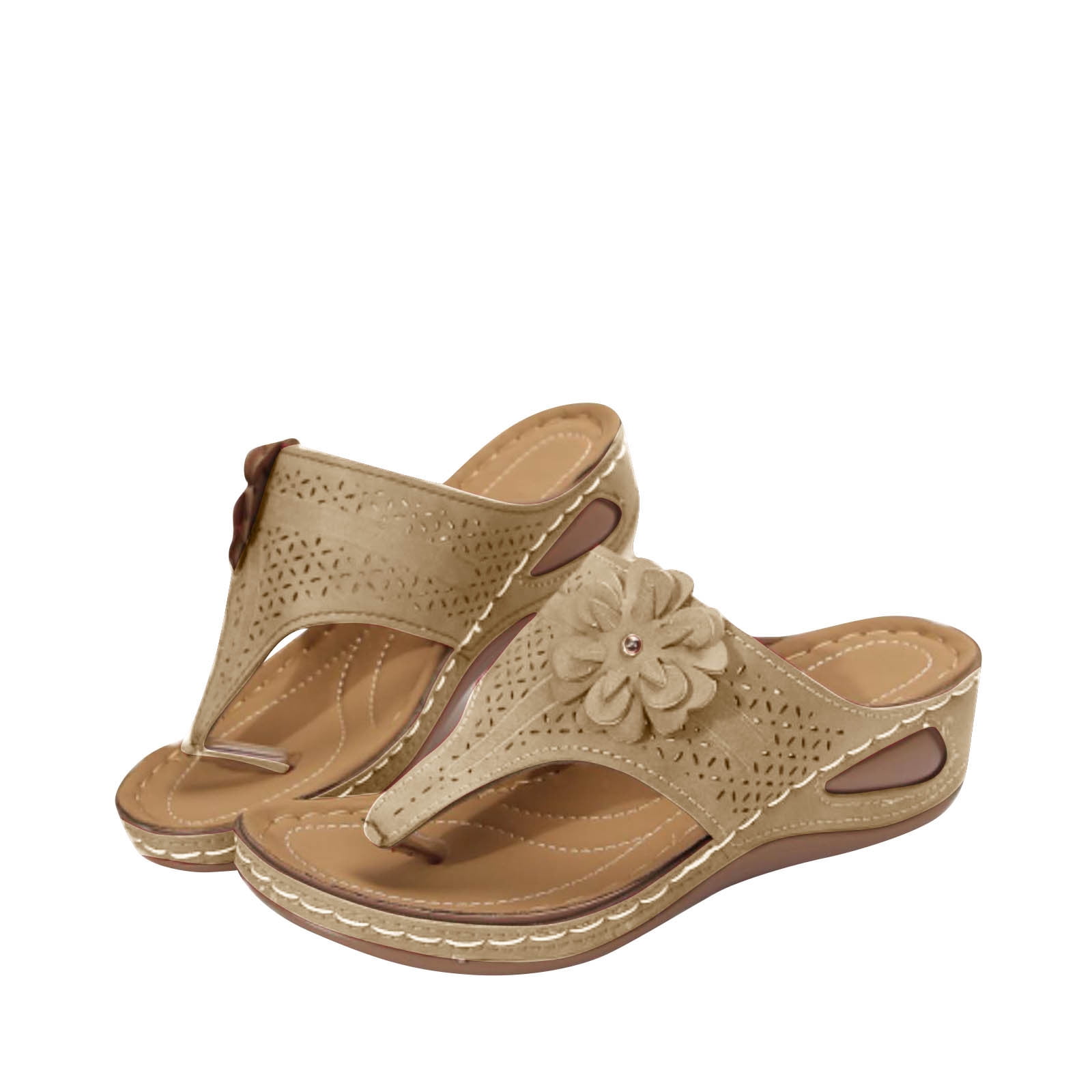 Aomigoct Women's Flat Sandals – Comfortable Cross Strap, PU Leather, Cushioned, For Beach & Walking