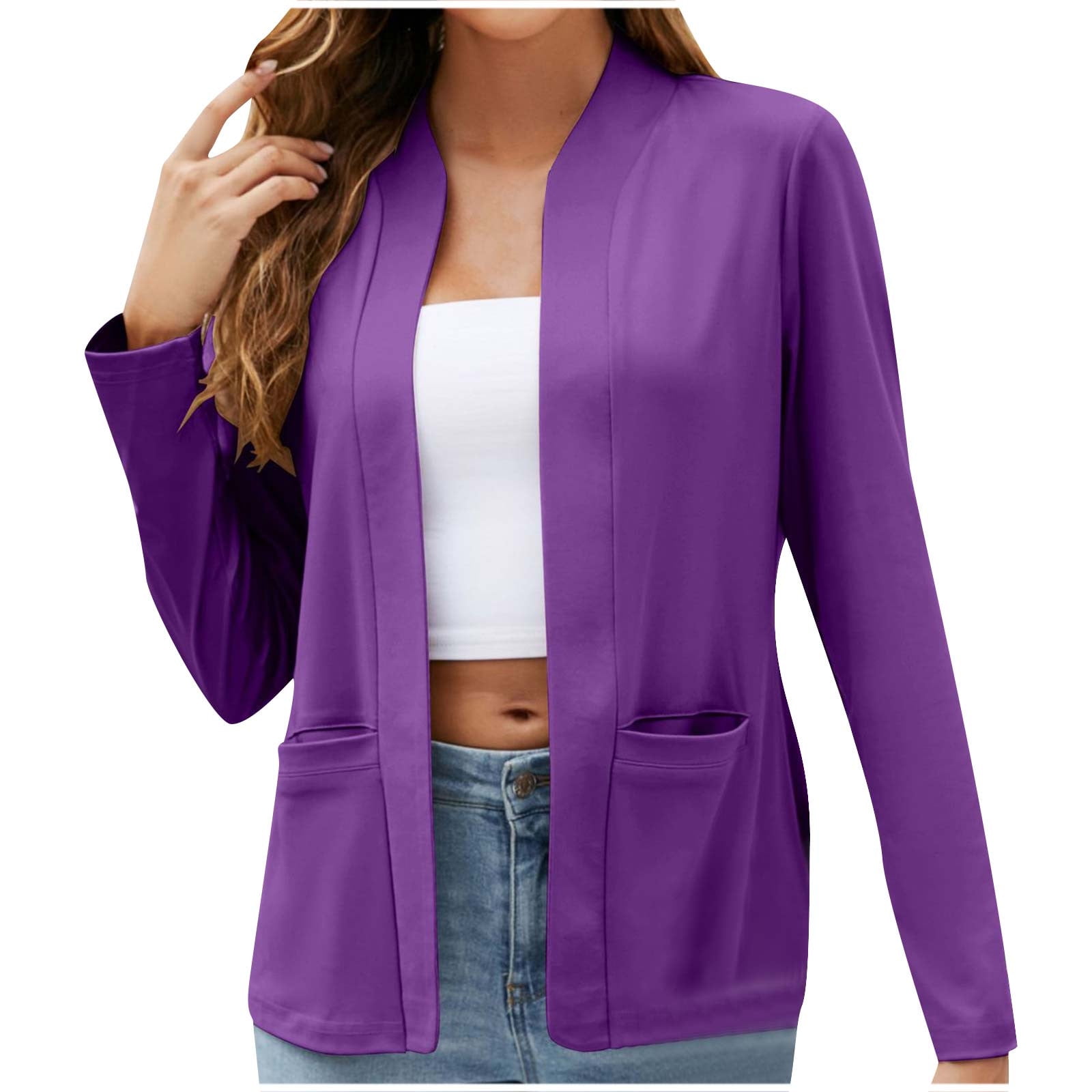 AnuYalue Solid Blazers for Women Business Casual Open Front Long Sleeve
