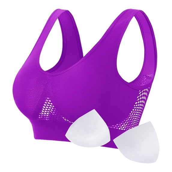 AnuYalue Sports Bras for Women Plus Size Seamless Comfort Bra Push Up Breathable Lined Bras Wirefree Full Coverage Bra Stretch Supportive Yoga Bras