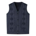 thumbnail image 1 of AnuYalue Sweater Vest for Men Sleeveless Cardigan Loose Fit Knitted Sweaters Fashion Single Breasted Vests Fall Winter V-Neck Warm Waistcoat, 1 of 3