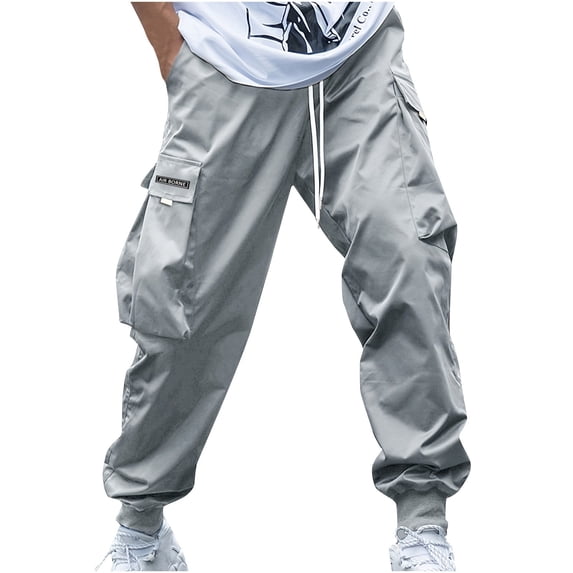 AnuYalue Sweatpants for Men Loose Fit Elastic Waist Drawstring Cargo Pants Solid Work Pants Comfort Outdoor Athletic Pants with Multi Pockets