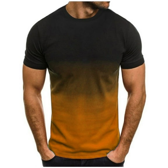 AnuYalue T-Shirt for Men Big and Tall Gradient Color Tees Lightweight Short Sleeve T Shirts Fashion Oversize Crewneck Tops