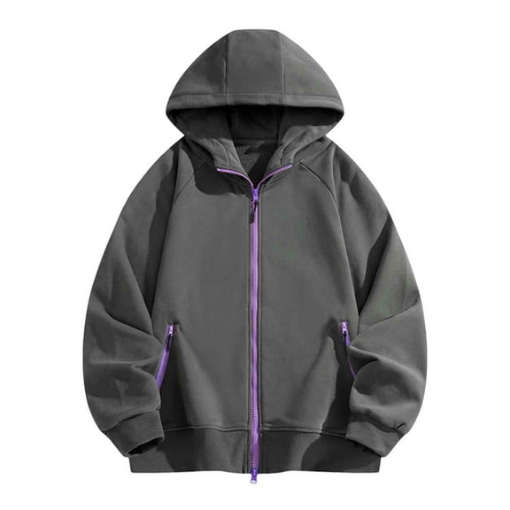 AnuYalue Unisex Hoodies Casual Zip Up Jacket Fall Winter Hooded Sweatshirt Fashion Long Sleeve Hoodie with Pockets
