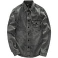 thumbnail image 1 of AnuYalue Vintage Button Down Shirt for Men Casual Lapel Long Sleeve Jean Shirts Fall Winter Denim Jacket Solid Color Outwear with Pocket, 1 of 5