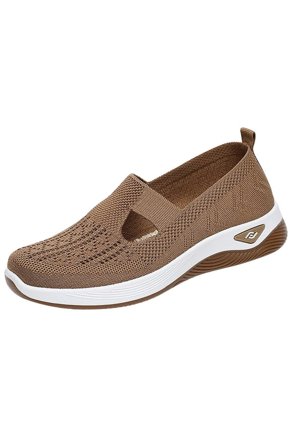 Walking Tennis Shoes for Womens Knit Slip on Breathable Mesh Sneakers Comfortable Sneaker Elastic Sock Slip On Lightweight Non-Slip Fall Shoes