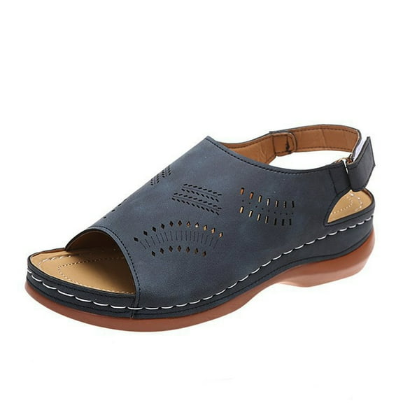 AnuYalue Wedge Sandals for Women Dressy: Summer Cutout Sandals Womens Open Toe Walking Orthopedic Sandals - Comfortable Platform Sandals