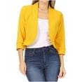 thumbnail image 1 of AnuYalue Women Business Casual Cropped Blazer Jacket Open Front Solid Cardigan Lapel Office Mini Blazers Jacket, 1 of 7