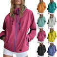 thumbnail image 1 of AnuYalue Women Waterproof Hooded Rain Jacket Zip Up Outdoor Windbreaker Oversized Casual Hiking Coat with Pockets, 1 of 8