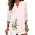 thumbnail image 1 of AnuYalue Women's Cotton Linen 3/4 Sleeve T-Shirts Alzheimer's Awareness Day V Neck Tunic Tops Cute Purple Floral Graphic Blouse Three Quarter Length Shirts Trendy T-Shirt V Neck Lightweight Tees, 1 of 4