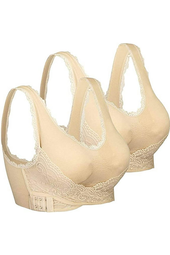 Women's Daily Bra, Push Up Bras No Underwire High Support Front Closure Front Snaps Full Coverage Easy Close Sports Bras