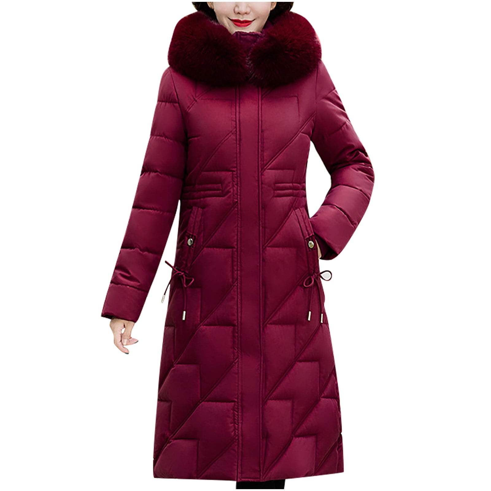 AnuYalue Women's Long Quilted Coat Maxi Length Long Sleeve Puffer ...