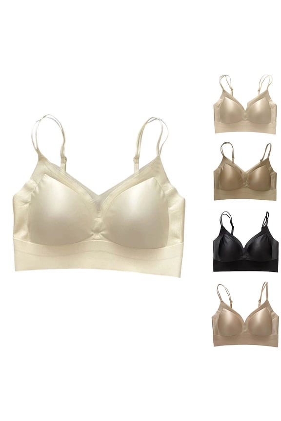 Women's Seamless Bras V Mesh Full Coverage Brassiere Comfy Everyday Bra No Underwire T Shirt Bralette