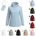 thumbnail image 1 of AnuYalue Women's Softshell Jacket Trendy Waterproof Rain Coat Full Zip Windbreaker with Hood Long Sleeve Fall Winter Outerwear, 1 of 7
