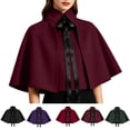 thumbnail image 1 of AnuYalue Women's Victorian Capelet with High Collar and Tie Gothic Short Cloak for Cosplay Steampunk and Parties, 1 of 6