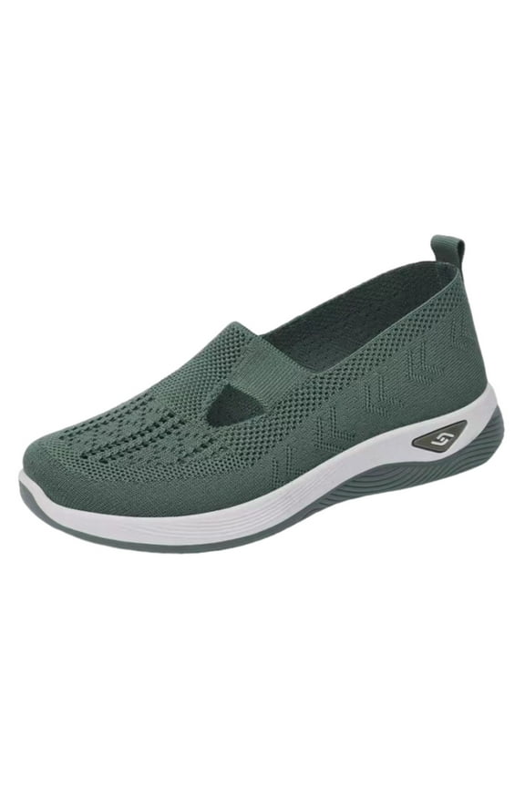 Women's Woven Breathable Soft Sole Shoes - 2025 Non-Slip Walking Slip on Foam Shoes, Lightweight Comfort Platform Mesh Slip in Sneakers Arch Support