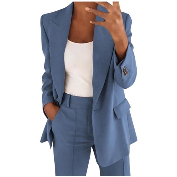 AnuYalue Womens Open Front Blazer Long Sleeve Lapel Collar Business Work Blazers Solid Front Casual Jackets with Pockets Trendy Blazers