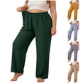 thumbnail image 1 of AnuYalue Womens Plus Size Pants Summer Casual Wide Leg Pant Soft Loose Flowy High Waisted Palazzo Trousers with Pockets, 1 of 6