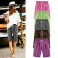 thumbnail image 1 of AnuYalue Womens Plus Size Shorts Knee Length Drawstring Short Pants Adjustable Waist Straight Leg Shorts, 1 of 7