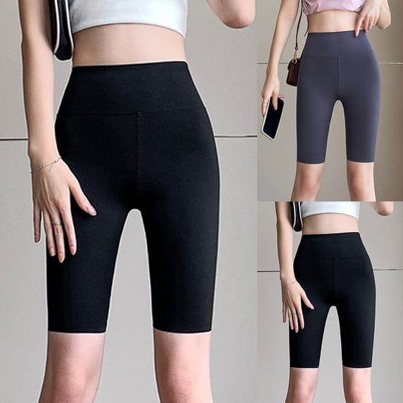 AnuYalue Yoga Shorts for Women High Waisted Workout Shorts Solid Color Butt Lifting Shorts Gray M