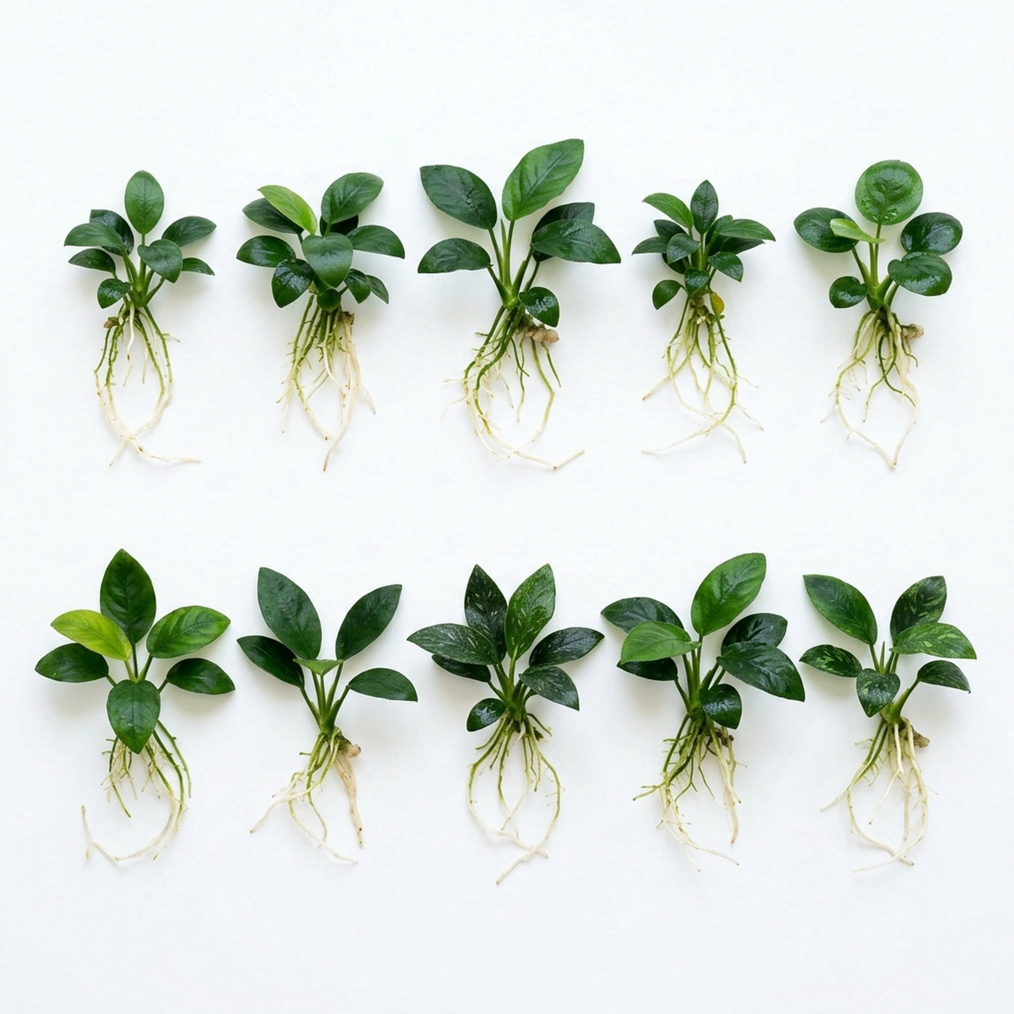 Anubias Aquarium Plants Bundle 10 Pack Live Freshwater Plants, Bare Root 1-3 Inch Assorted
