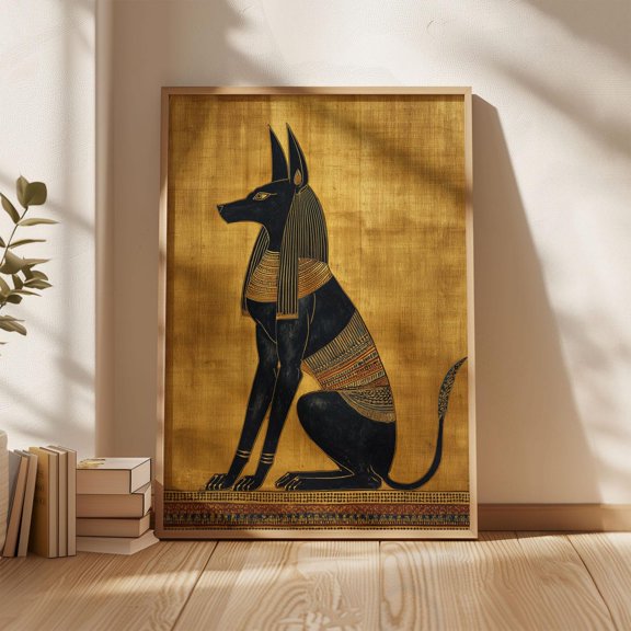 Anubis Aureate Egyptian Icon Print Ancient Style Decor Unframed Paper Print