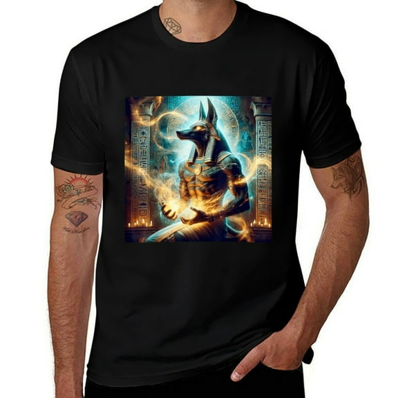 Anubis Egyptian God Graphic Mens T Shirts Cotton Short Sleeve T-Shirt Crew Neck Tees Casual Shirt