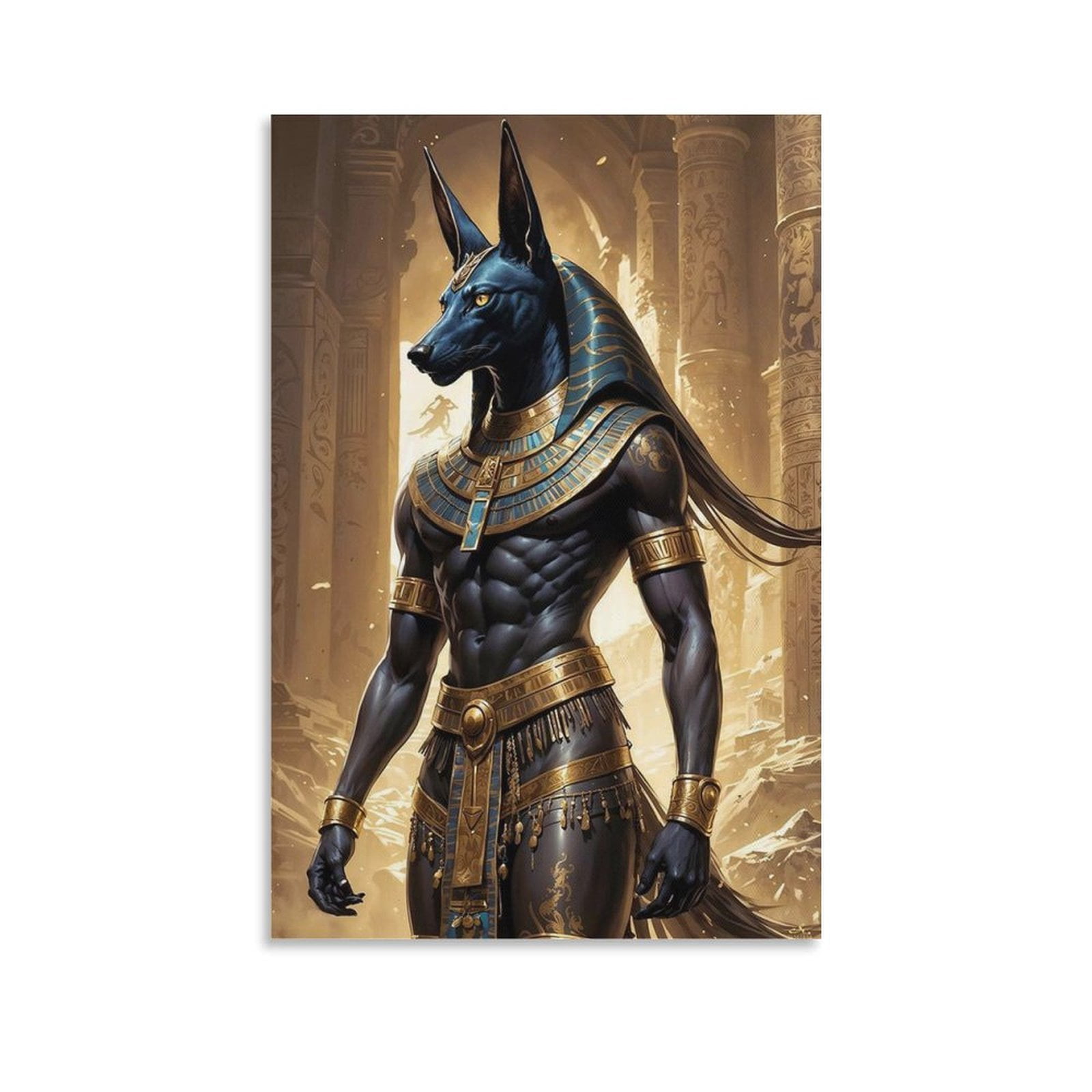 Anubis Egyptian God Poster, Egyptian Art Decor Picture Print Wall Art ...