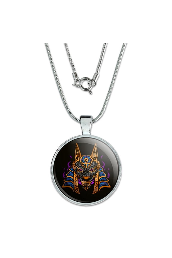 Anubis Egyptian Jackal God of Death 1" Pendant with Sterling Silver Plated Chain