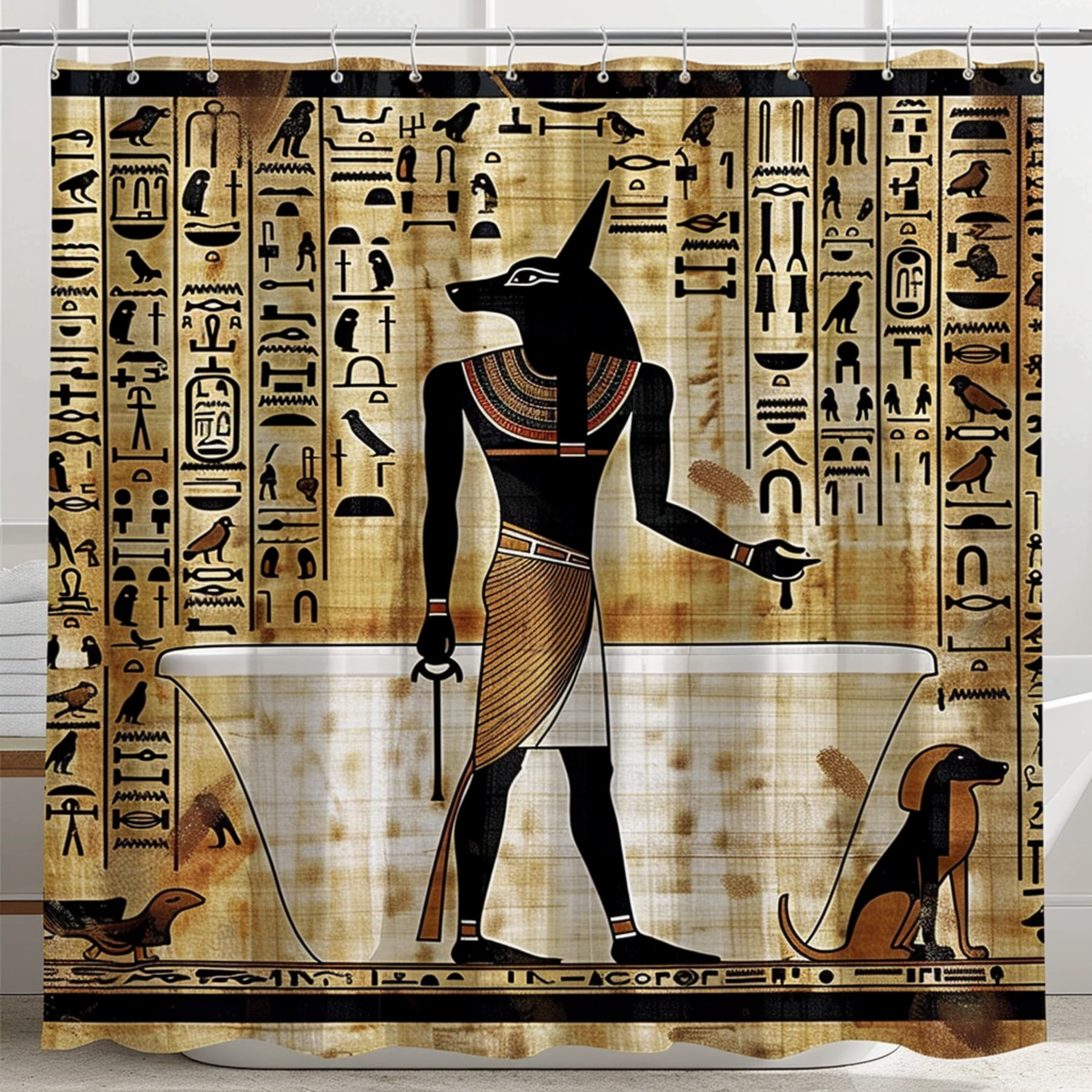 Anubis Guardian of Bath Time Egyptian God Shower Curtain with