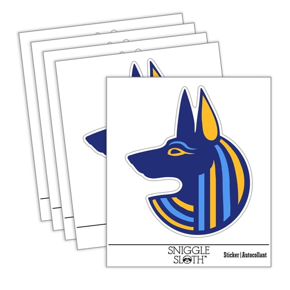 Anubis Head Egyptian God of Death Car Window Bumper Water Bottle Phone Tablet Laptop Waterproof Vinyl Decal Sticker Set 5-Pack - Gloss Finish - 2.0"