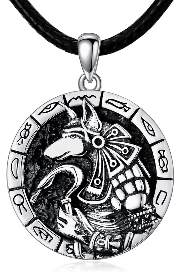 Anubis Necklace 925 Sterling Silver Egypt Anubis Pendant Necklaces Egyptian Amulet Protection Jewelry Gifts for Men Women